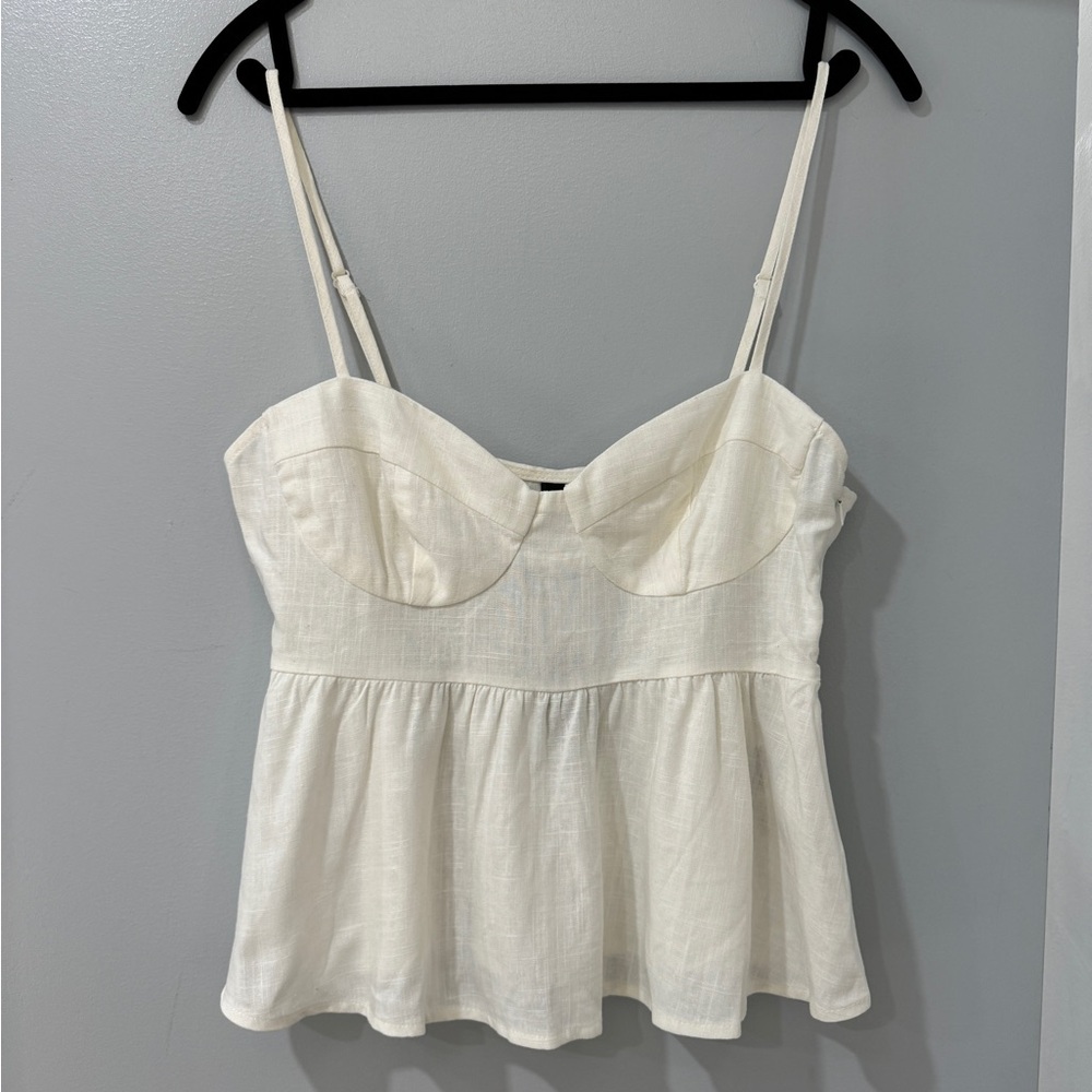 Linen-blend Bustier Top